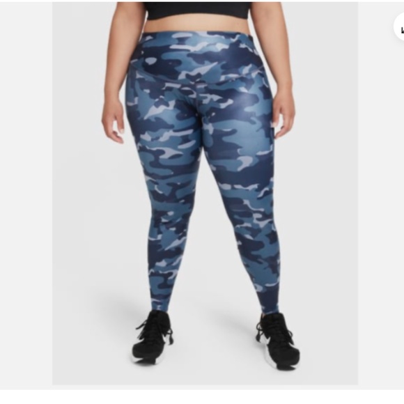 Nike One Mid-Rise Camo Leggings (Plus Size) DJ6656 1X ,2X Thunder Blue NWT $70 - Picture 1 of 2
